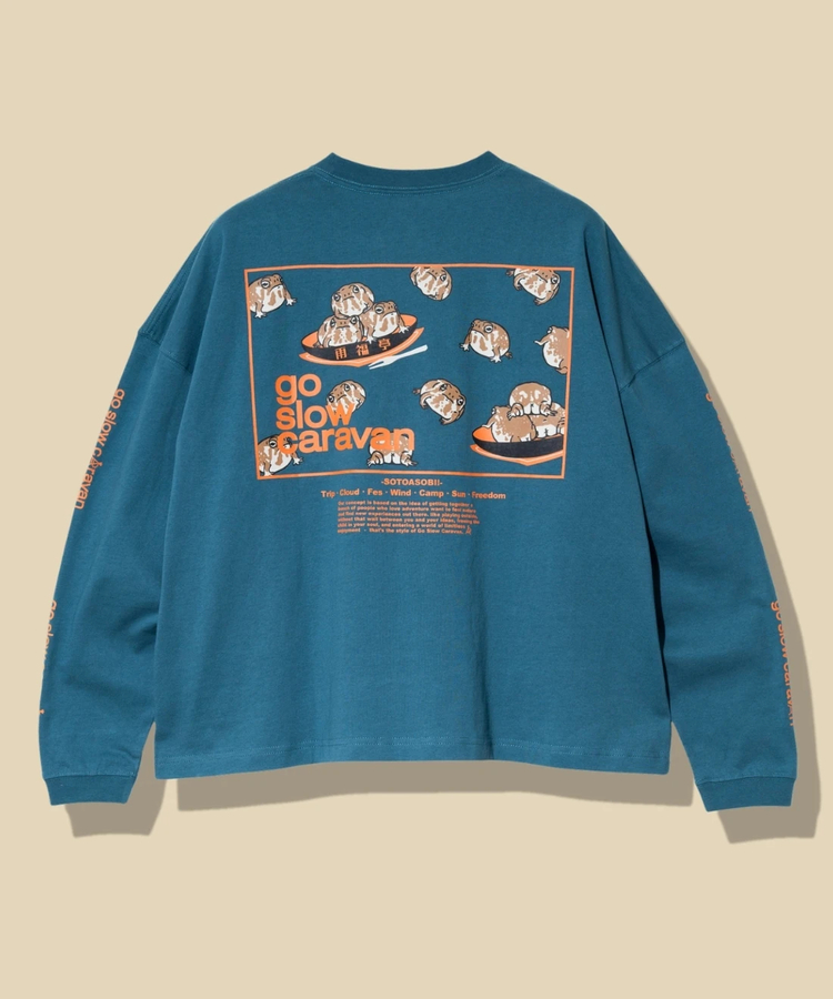 go slow caravan(ゴースローキャラバン) |USA/CスクエアLOGOバックプリントミドルTEE (WOMENS)