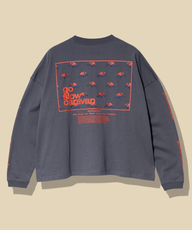 go slow caravan(ゴースローキャラバン) |USA/CスクエアLOGOバックプリントミドルTEE (WOMENS)