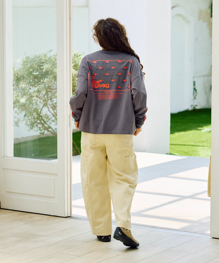 go slow caravan(ゴースローキャラバン) |USA/CスクエアLOGOバックプリントミドルTEE (WOMENS)