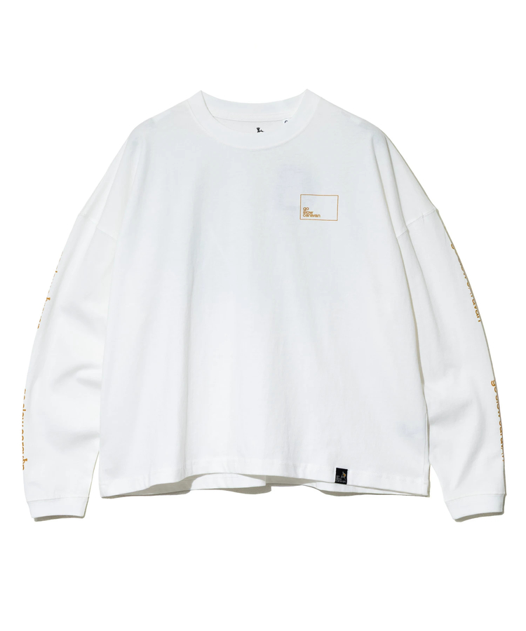 go slow caravan(ゴースローキャラバン) |USA/CスクエアLOGOバックプリントミドルTEE (WOMENS)