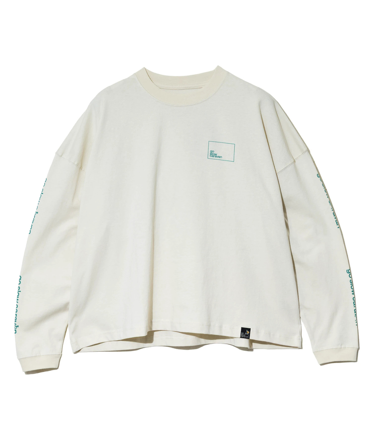 go slow caravan(ゴースローキャラバン) |USA/CスクエアLOGOバックプリントミドルTEE (WOMENS)
