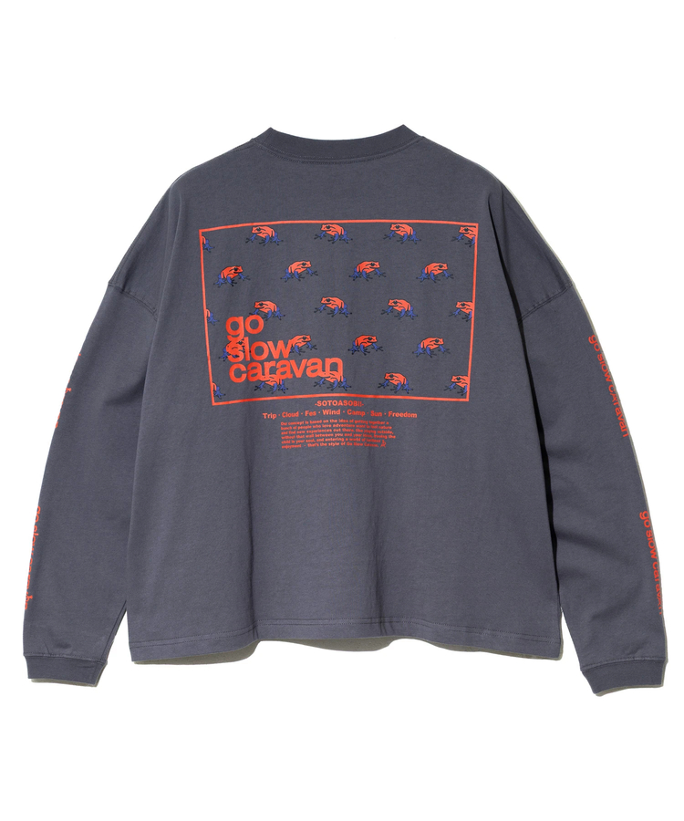go slow caravan(ゴースローキャラバン) |USA/CスクエアLOGOバックプリントミドルTEE (WOMENS)
