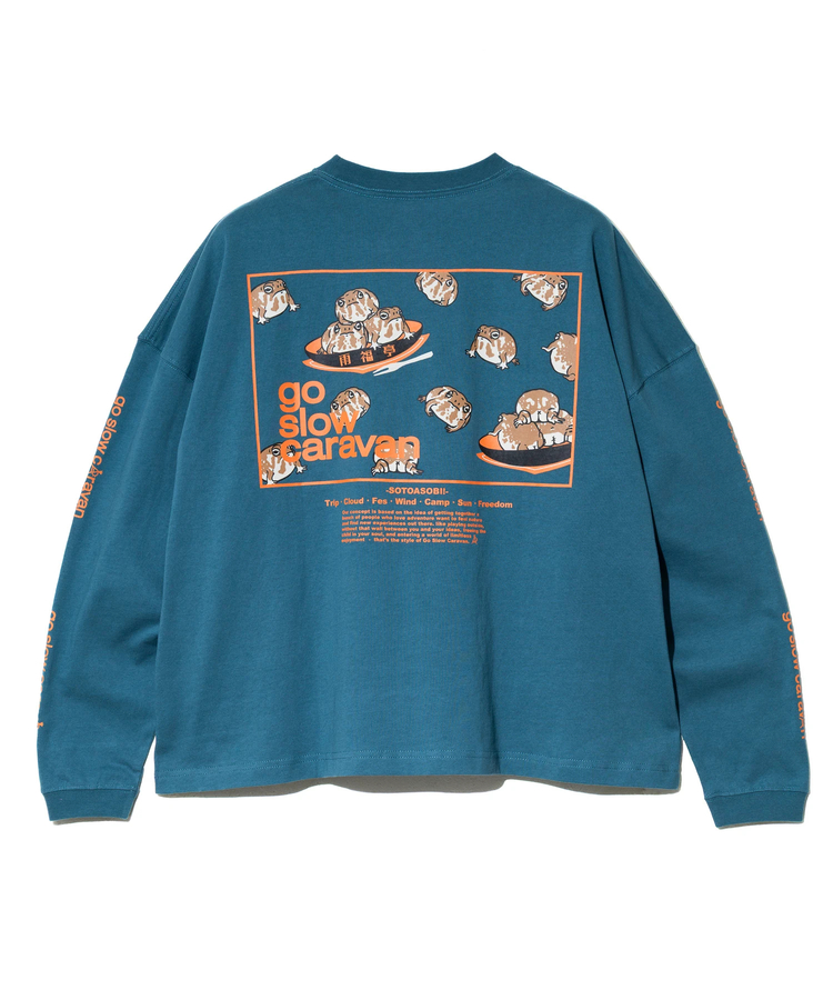 go slow caravan(ゴースローキャラバン) |USA/CスクエアLOGOバックプリントミドルTEE (WOMENS)