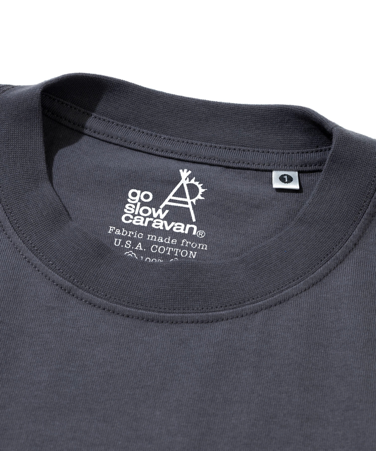 go slow caravan(ゴースローキャラバン) |USA/CスクエアLOGOバックプリントミドルTEE (WOMENS)