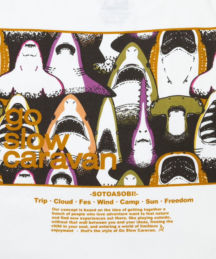 go slow caravan(ゴースローキャラバン) |USA/CスクエアLOGOバックプリントミドルTEE (WOMENS)