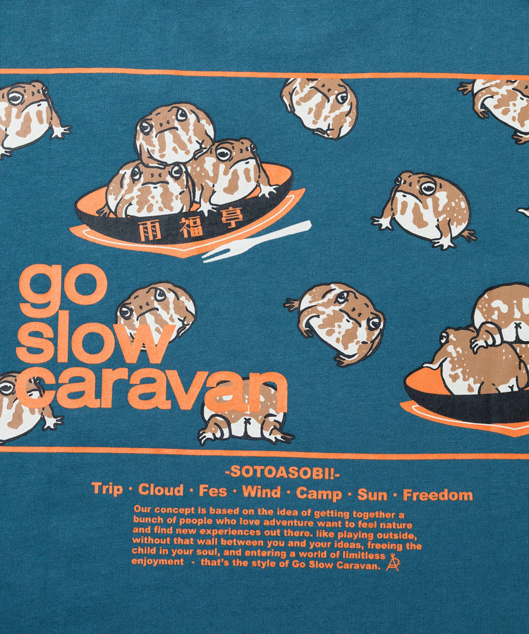 go slow caravan(ゴースローキャラバン) |USA/CスクエアLOGOバックプリントミドルTEE (WOMENS)