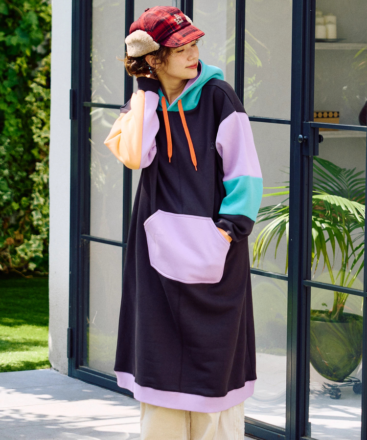 go slow caravan(ゴースローキャラバン) |裏起毛クレイジーパーカーワンピース (WOMENS)