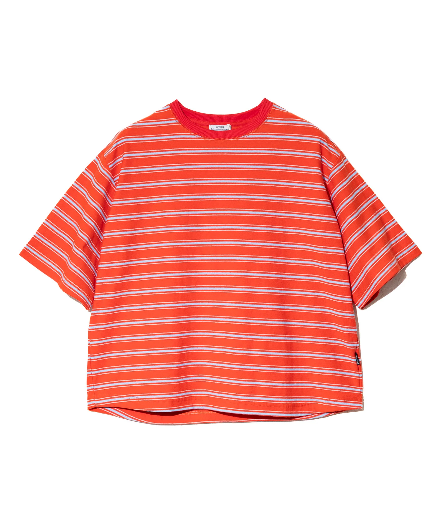 GENTIL/ジャンティー 6分袖ボーダー天竺裏使いTEE (WOMENS