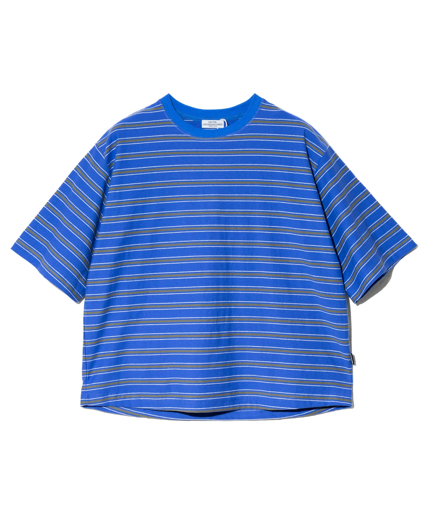 GENTIL/ジャンティー 6分袖ボーダー天竺裏使いTEE (WOMENS