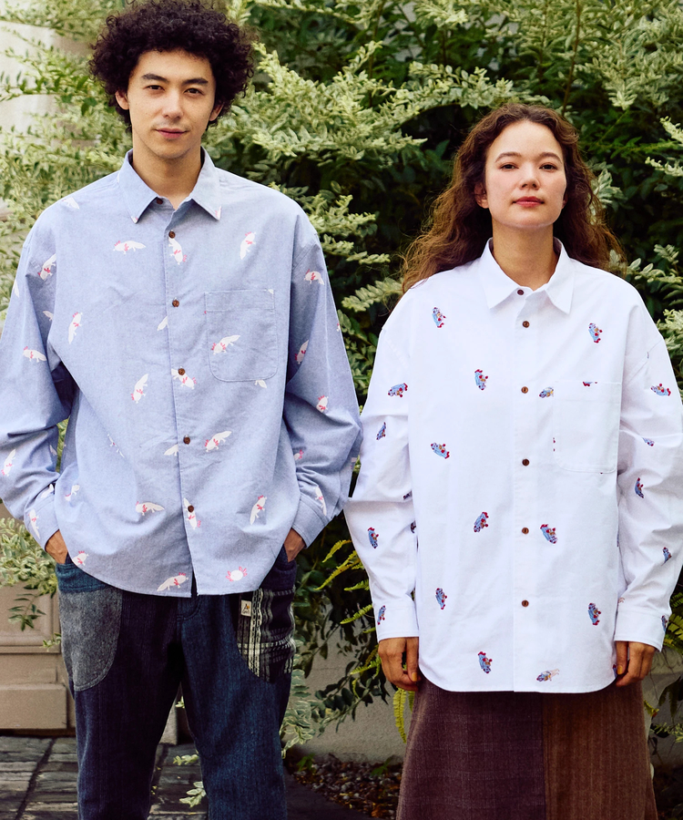 go slow caravan(ゴースローキャラバン) |オックス総柄プリントR/Gシャツ (MENS/WOMENS)