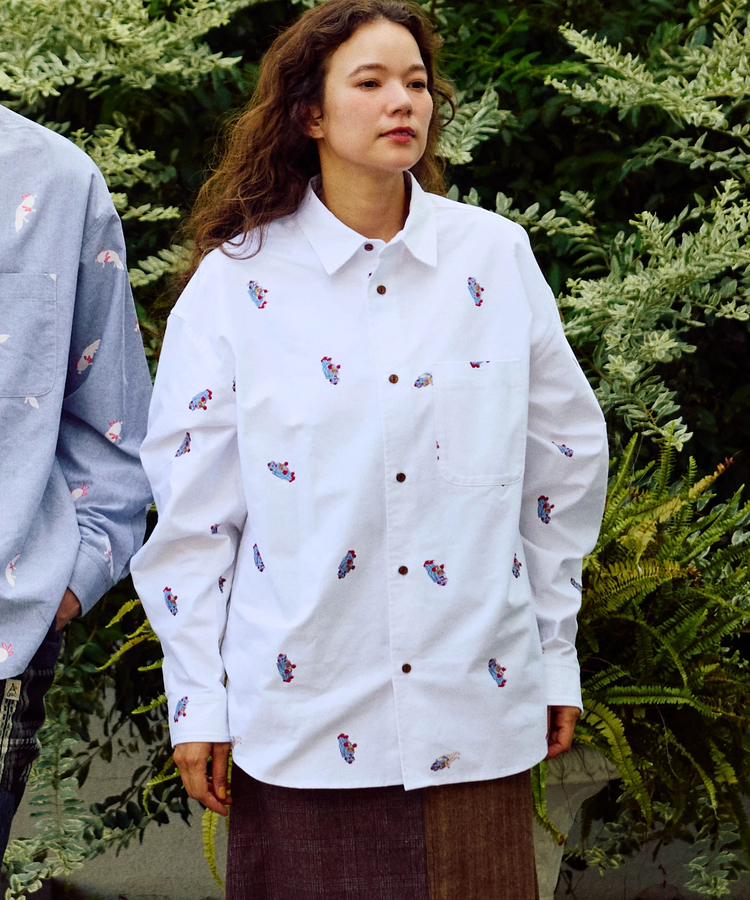 go slow caravan(ゴースローキャラバン) |オックス総柄プリントR/Gシャツ (MENS/WOMENS)