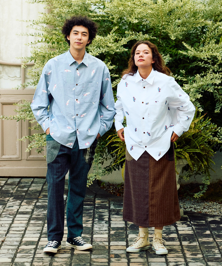 go slow caravan(ゴースローキャラバン) |オックス総柄プリントR/Gシャツ (MENS/WOMENS)