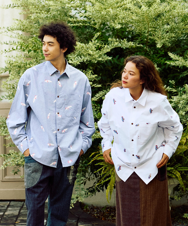 go slow caravan(ゴースローキャラバン) |オックス総柄プリントR/Gシャツ (MENS/WOMENS)