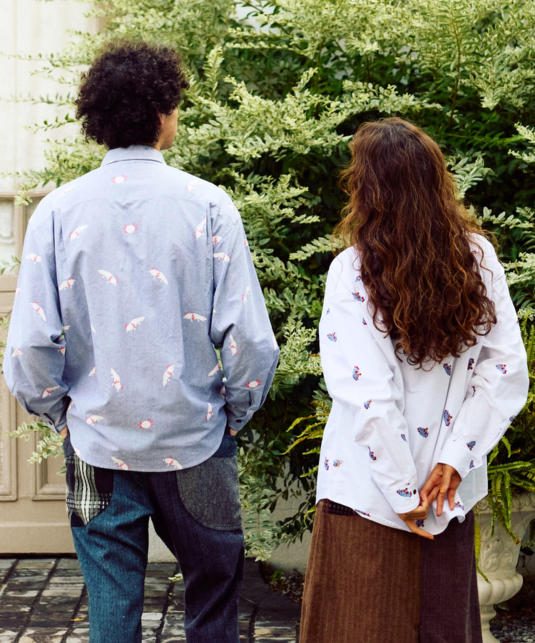 go slow caravan(ゴースローキャラバン) |オックス総柄プリントR/Gシャツ (MENS/WOMENS)