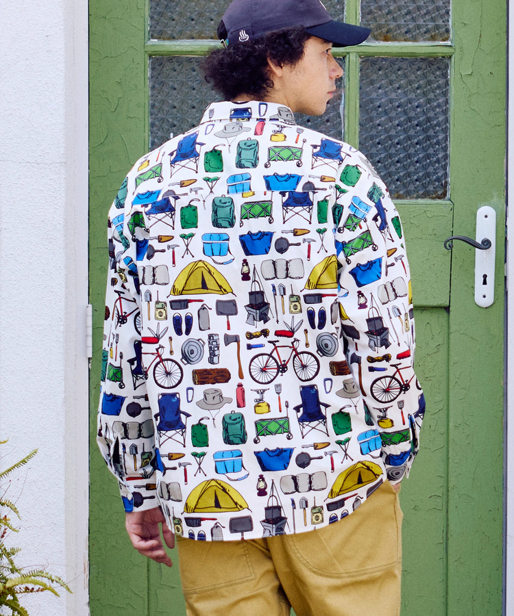 go slow caravan(ゴースローキャラバン) |ブロード総柄プリントR/Gシャツ (MENS)