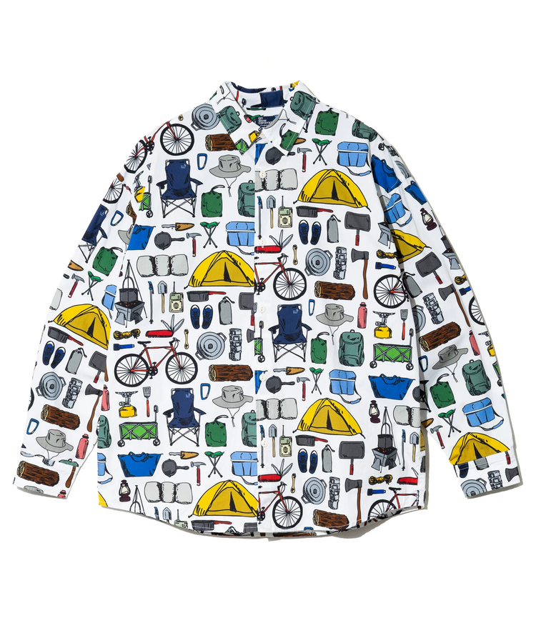 go slow caravan(ゴースローキャラバン) |ブロード総柄プリントR/Gシャツ (MENS)