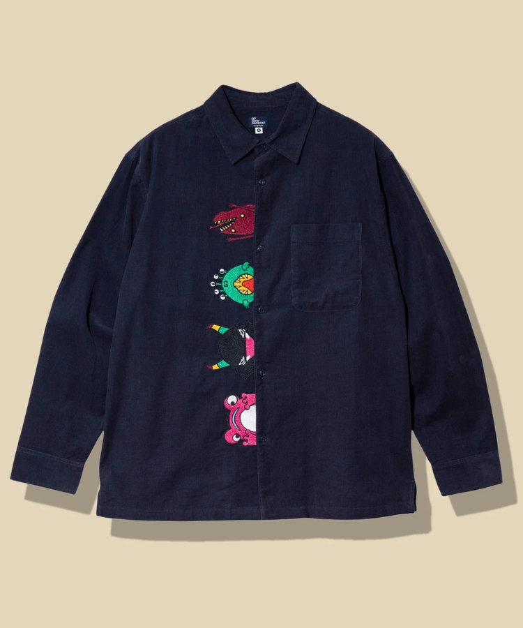go slow caravan(ゴースローキャラバン) |コーデュロイ前立て刺繍シャツ (MENS/WOMENS)