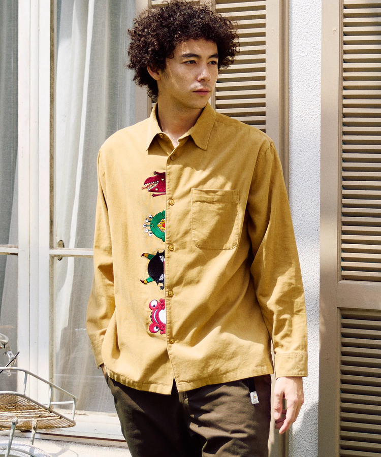 go slow caravan(ゴースローキャラバン) |コーデュロイ前立て刺繍シャツ (MENS/WOMENS)
