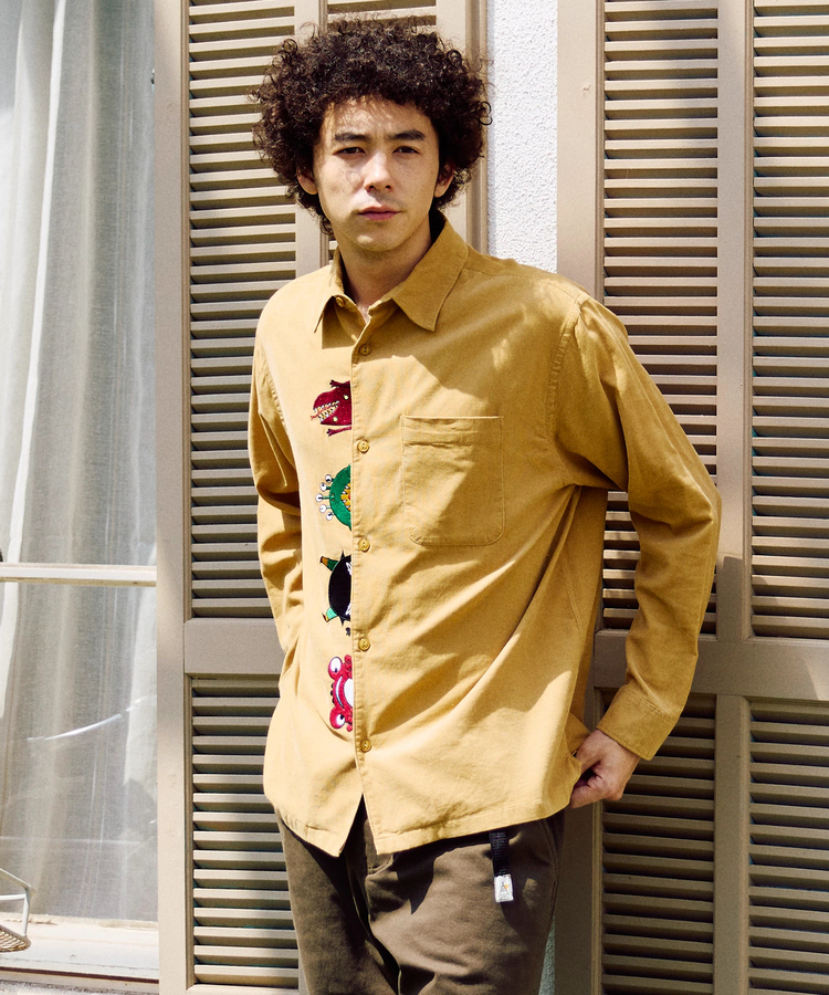 go slow caravan(ゴースローキャラバン) |コーデュロイ前立て刺繍シャツ (MENS/WOMENS)
