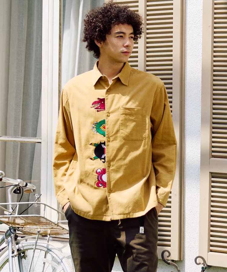 go slow caravan(ゴースローキャラバン) |コーデュロイ前立て刺繍シャツ (MENS/WOMENS)