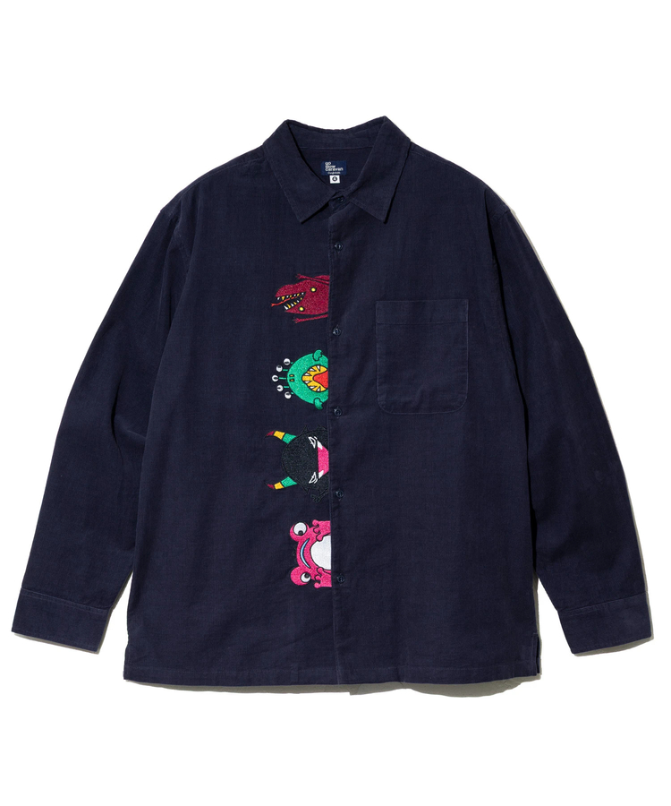 go slow caravan(ゴースローキャラバン) |コーデュロイ前立て刺繍シャツ (MENS/WOMENS)