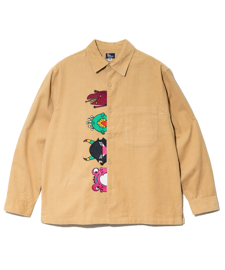 go slow caravan(ゴースローキャラバン) |コーデュロイ前立て刺繍シャツ (MENS/WOMENS)