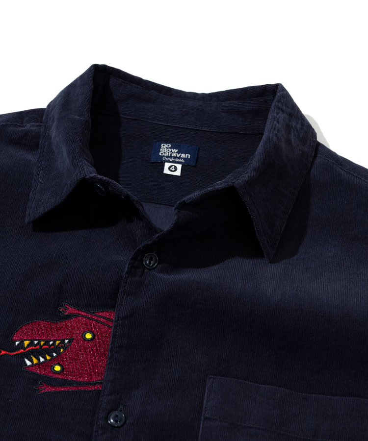 go slow caravan(ゴースローキャラバン) |コーデュロイ前立て刺繍シャツ (MENS/WOMENS)