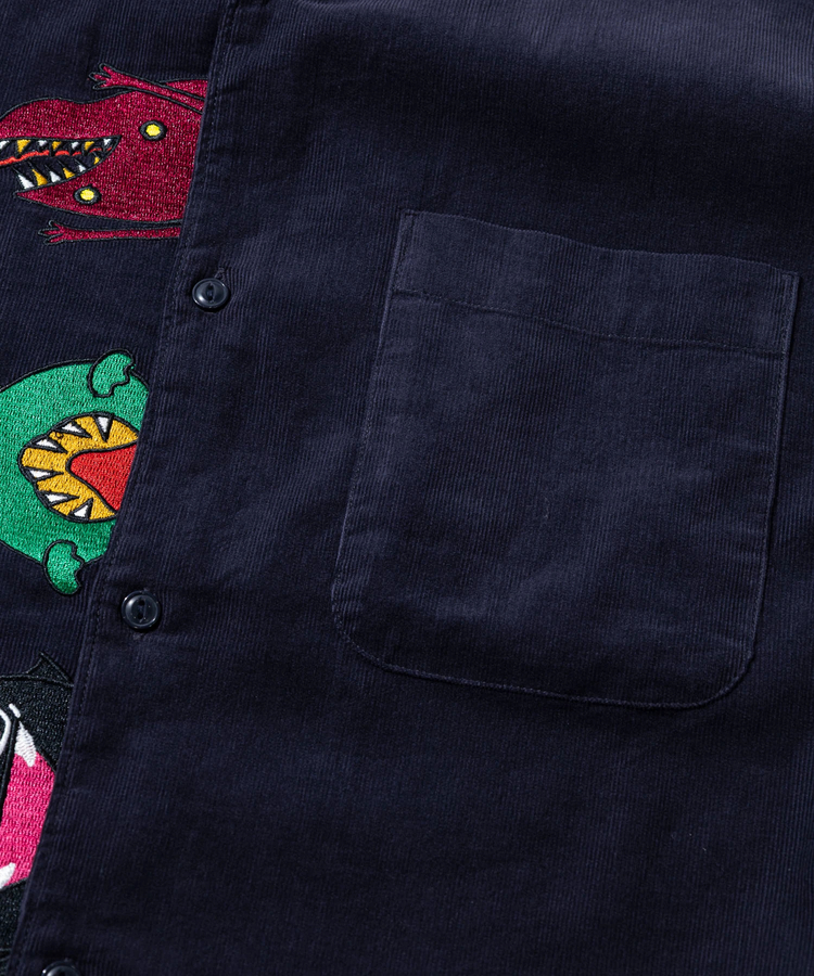 go slow caravan(ゴースローキャラバン) |コーデュロイ前立て刺繍シャツ (MENS/WOMENS)