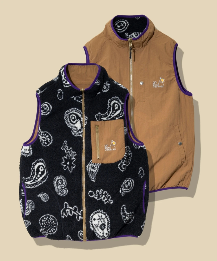 go slow caravan(ゴースローキャラバン) |ボア×ナイロンリバーシブルベスト (MENS) 