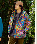 go slow caravan(ゴースローキャラバン) |2レイヤークレイジー/総柄プリントフードインスタンドブルゾン (MENS/WOMENS)