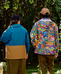 go slow caravan(ゴースローキャラバン) |2レイヤークレイジー/総柄プリントフードインスタンドブルゾン (MENS/WOMENS)