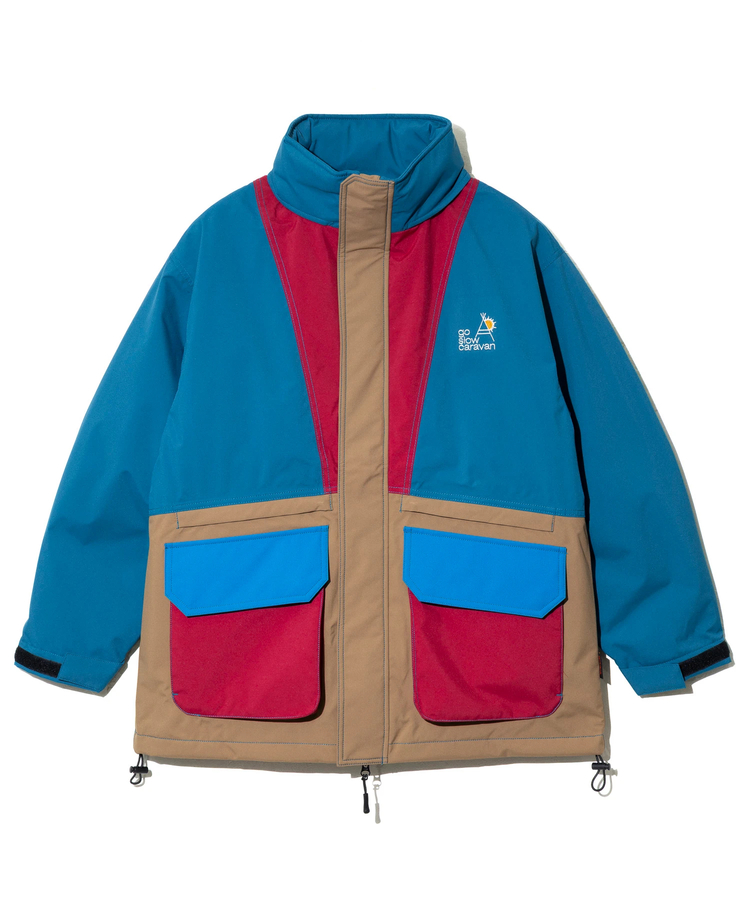 go slow caravan(ゴースローキャラバン) |2レイヤークレイジー/総柄プリントフードインスタンドブルゾン (MENS/WOMENS)