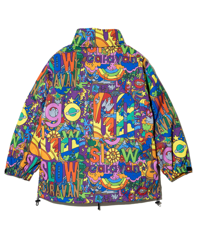 go slow caravan(ゴースローキャラバン) |2レイヤークレイジー/総柄プリントフードインスタンドブルゾン (MENS/WOMENS)