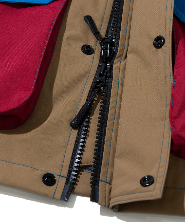 go slow caravan(ゴースローキャラバン) |2レイヤークレイジー/総柄プリントフードインスタンドブルゾン (MENS/WOMENS)