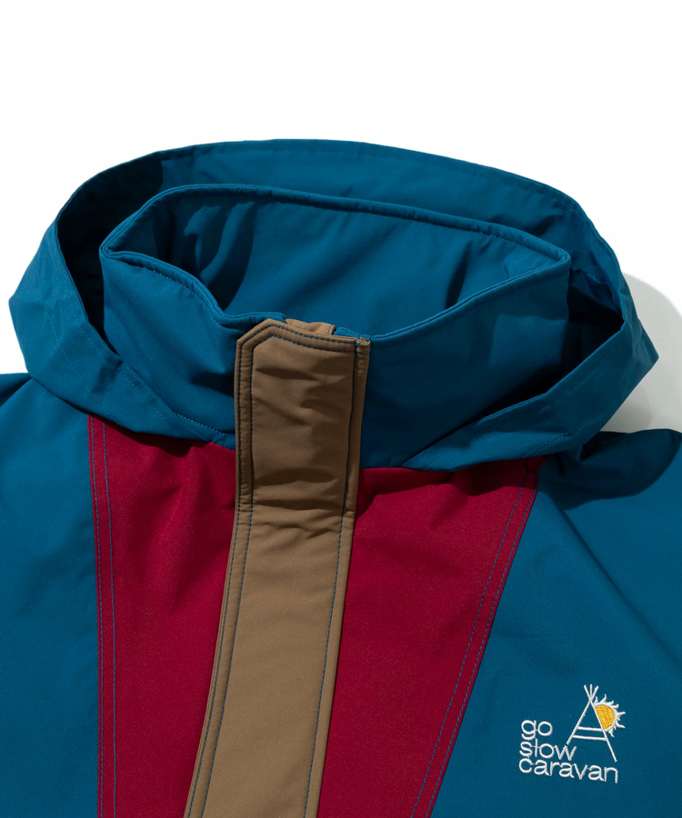 go slow caravan(ゴースローキャラバン) |2レイヤークレイジー/総柄プリントフードインスタンドブルゾン (MENS/WOMENS)