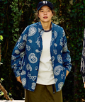 go slow caravan(ゴースローキャラバン) |デニム総柄抜染ペイズリーR/Gシャツ (MENS/WOMENS)