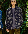 go slow caravan(ゴースローキャラバン) |デニム総柄抜染ペイズリーR/Gシャツ (MENS/WOMENS)