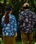 go slow caravan(ゴースローキャラバン) |デニム総柄抜染ペイズリーR/Gシャツ (MENS/WOMENS)