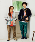 go slow caravan(ゴースローキャラバン) |ストレッチコーデュロイ ほねほね刺繍アンクルパンツ (MENS/WOMENS)