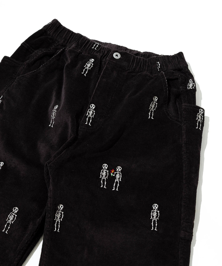 go slow caravan(ゴースローキャラバン) |ストレッチコーデュロイ ほねほね刺繍アンクルパンツ (MENS/WOMENS)