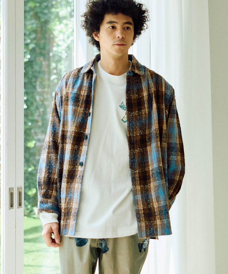 go slow caravan(ゴースローキャラバン) |ビエラチェックギャザーオーバーシャツ (MENS)