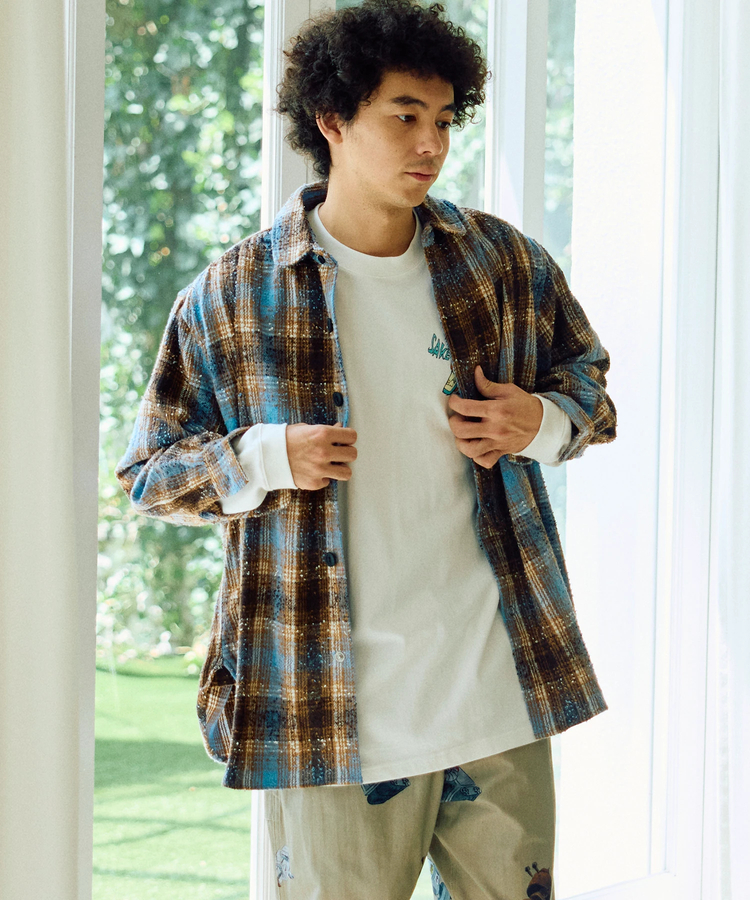 go slow caravan(ゴースローキャラバン) |ビエラチェックギャザーオーバーシャツ (MENS)