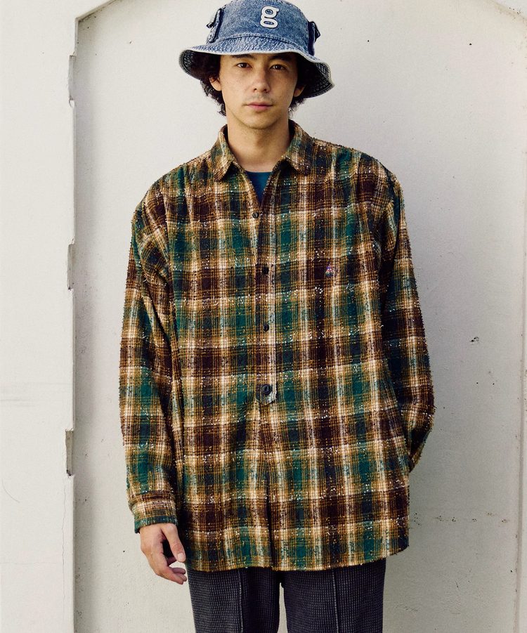 go slow caravan(ゴースローキャラバン) |ビエラチェックギャザーオーバーシャツ (MENS)