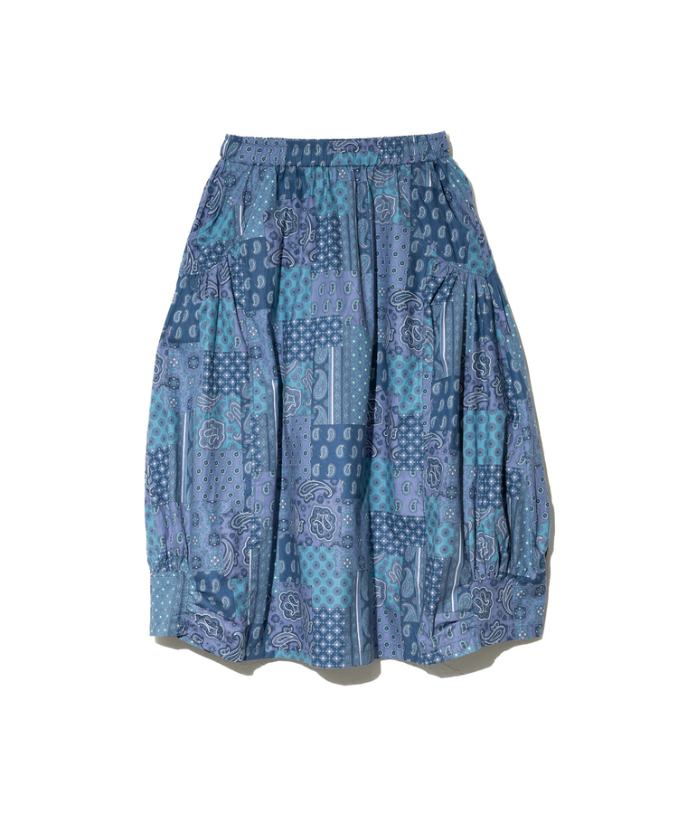 45R コットンツイード ヘリンボーン パッチワーク フレアスカート 日本製 70640302d4.jpg