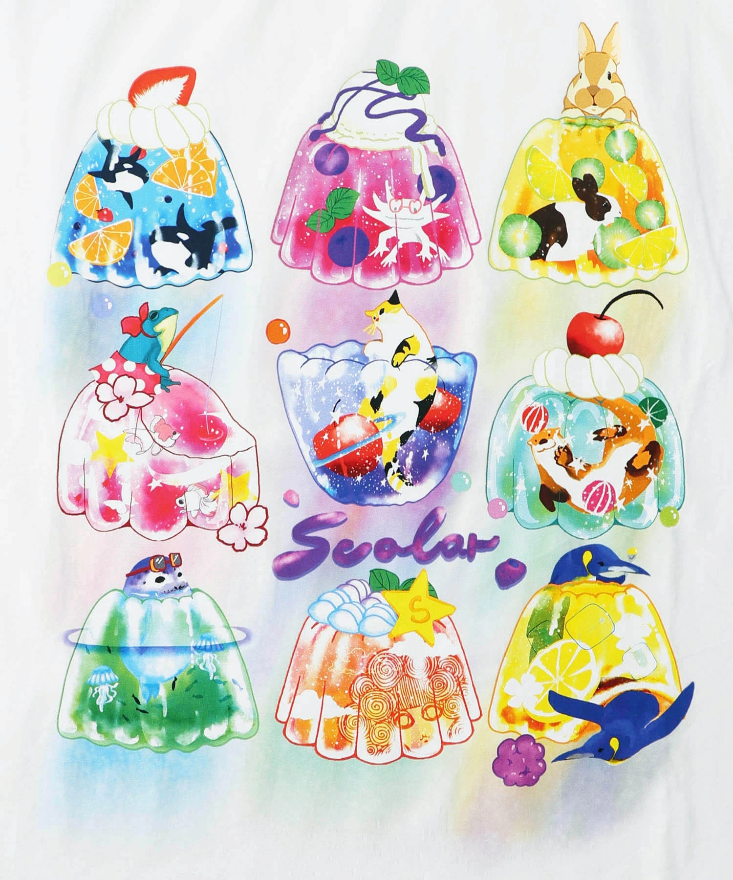 スカラー ScoLar 9つのリンゴといろんなアニマルTシャツ