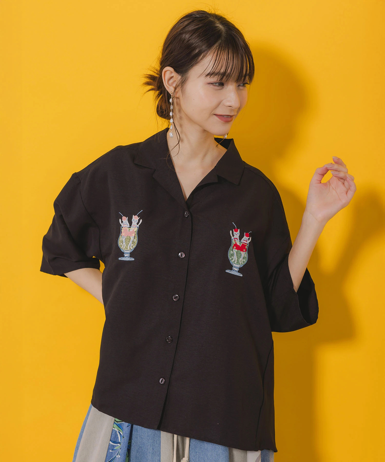go slow caravan(ゴースローキャラバン) |ScoLar/スカラー レトロ刺繍シャツ (WOMENS)
