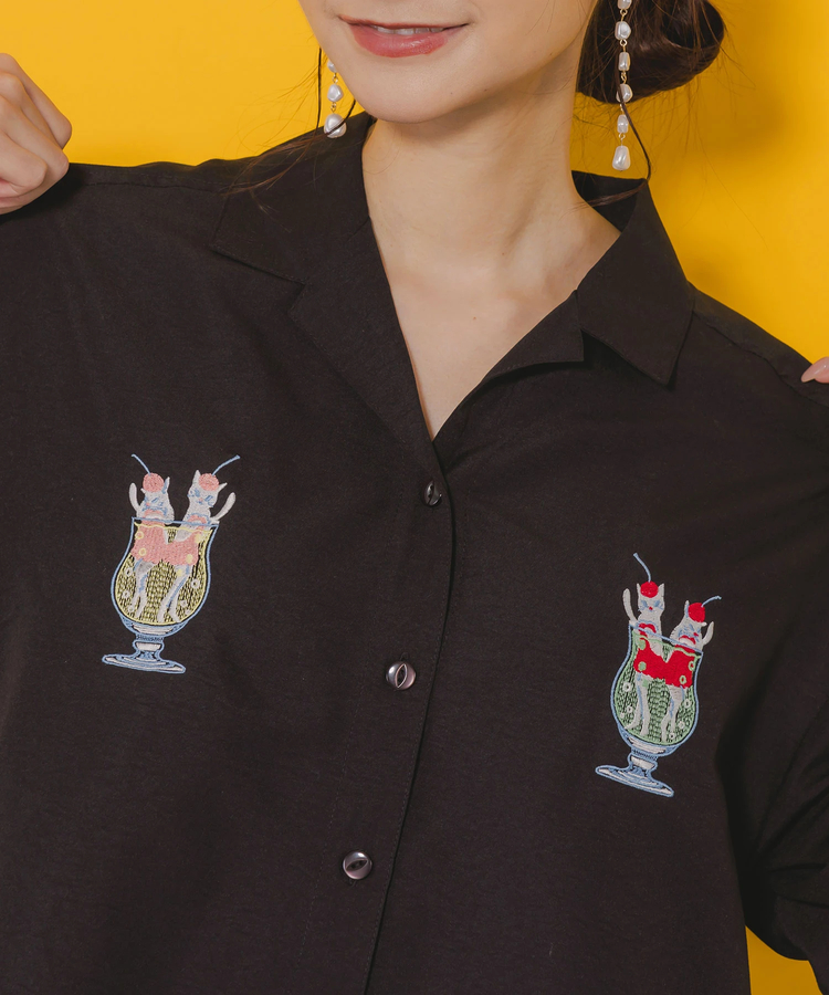 go slow caravan(ゴースローキャラバン) |ScoLar/スカラー レトロ刺繍シャツ (WOMENS)