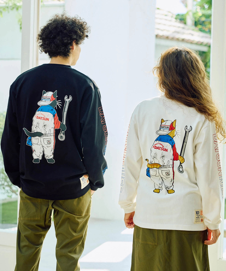 go slow caravan(ゴースローキャラバン) |【NISSAN×go slow caravan】超ヘビーUSA/CRALLYメカニック猫ロングスリーブTEE (MENS)