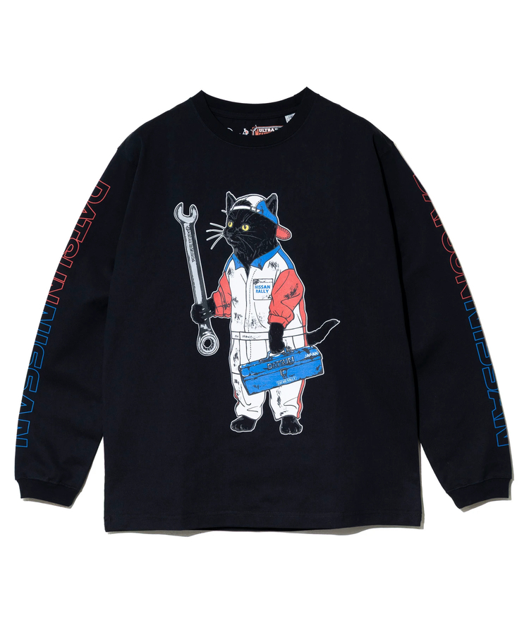 go slow caravan(ゴースローキャラバン) |【NISSAN×go slow caravan】超ヘビーUSA/CRALLYメカニック猫ロングスリーブTEE (MENS)