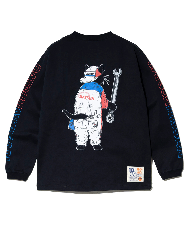 go slow caravan(ゴースローキャラバン) |【NISSAN×go slow caravan】超ヘビーUSA/CRALLYメカニック猫ロングスリーブTEE (MENS)